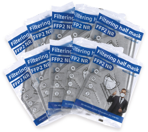10er Set Atemschutzmasken FFP2 NR, grau - Produktbild 4