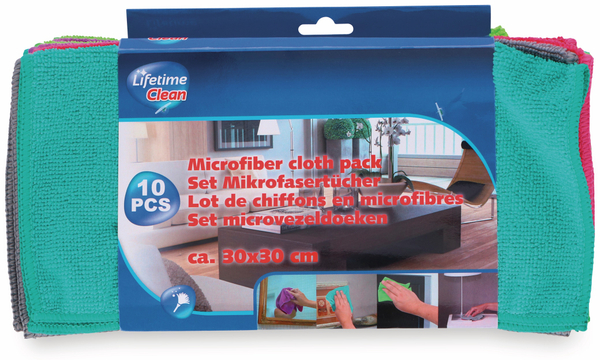 LIFETIME Mikrofaser-Reinigungstücher CLEAN, 10 Stück, 30x30 cm - Produktbild 2