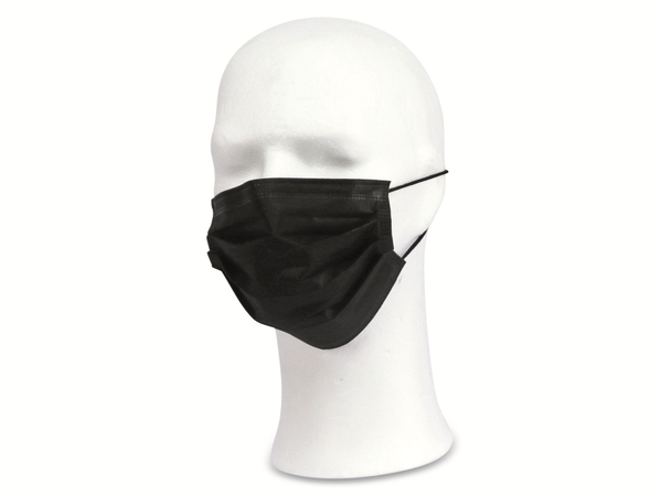 Mundschutzmaske, 3-lagig, schwarz, 10 Stück