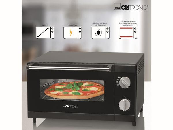 CLATRONIC Multi Pizza-Ofen MPO 3520, 12 L, 1000 W, schwarz - Produktbild 4