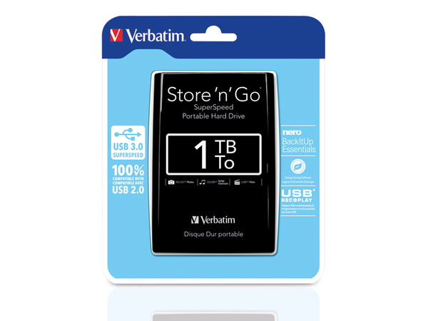 Verbatim USB 3.0-HDD Store &#039;n&#039; Go, 1 TB, schwarz - Produktbild 2