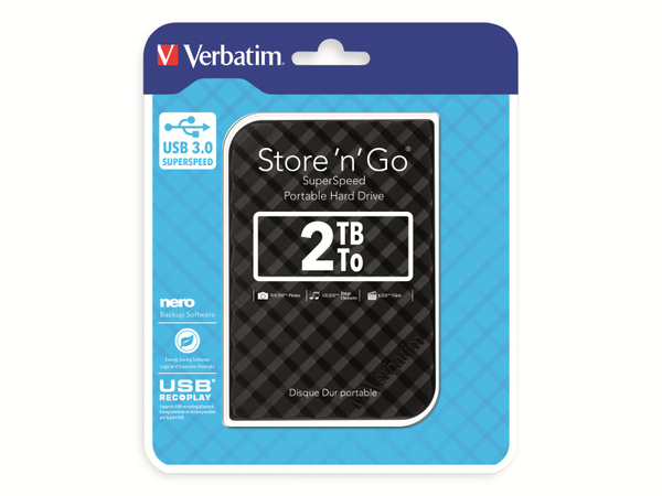 Verbatim Externe USB 3.0 Festplatte Store &#039;n&#039; Go, 2 TB, schwarz - Produktbild 2