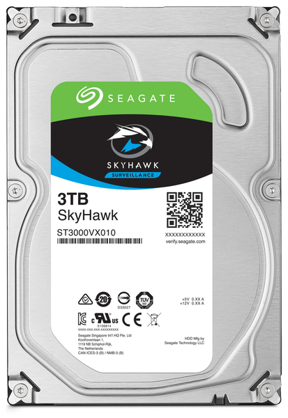 SATA-HDD SEAGATE Skyhawk ST3000VX010, 8,9 cm (3,5&quot;), 3TB, 7200RPM, 64MB