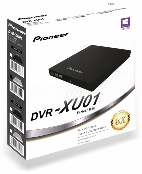 DVD-Brenner PIONEER DVR-XU01W, USB, portable, weiß