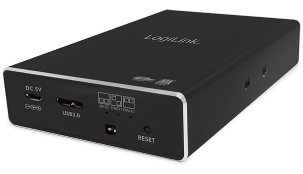 LogiLink USB3.0 Raid-Gehäuse UA0291, 2x 2,5&quot;, Aluminium - Produktbild 4