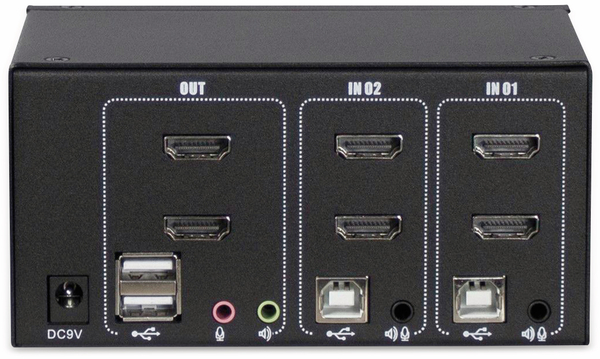 INTER-TECH KVM-Switch AS-22HA, HDMI, Metall, 2x2 Ports - Produktbild 2