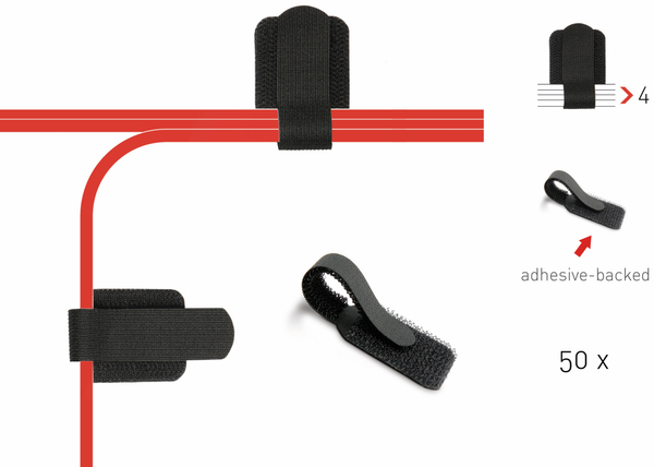LTC Klett-Kabelbinder WALL STRAPS, schwarz, 50 Stück - Produktbild 2