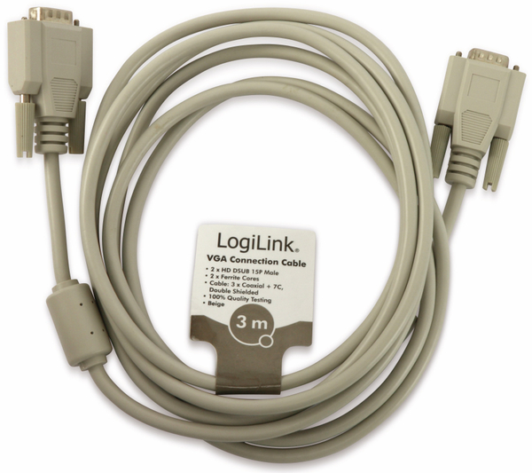 LogiLink VGA-Anschlusskabel, Stecker-Stecker, 3 m - Produktbild 2