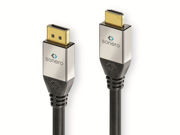SONERO DisplayPort-Kabel Premium, 3 m, DP-Stecker/HDMI-Stecker, 4K, schwarz