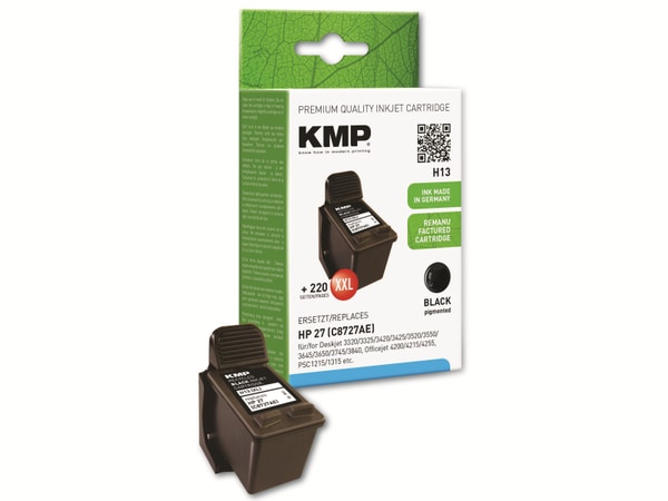 KMP Tintenpatrone kompatibel für HP 27XL (C8727AE), schwarz