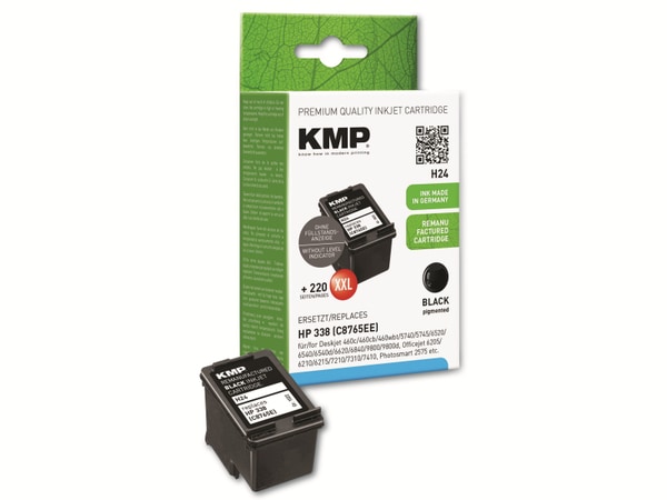 KMP Tintenpatrone kompatibel für HP 338 (C8765E), schwarz