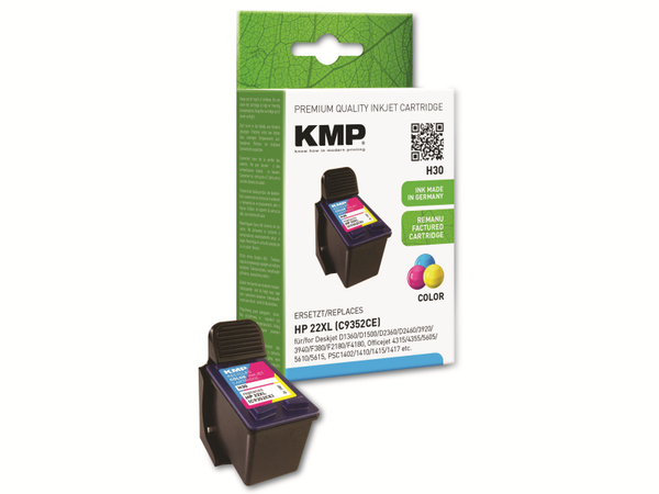 KMP Tintenpatrone kompatibel für HP 22XL (C9352CE), 3-Color