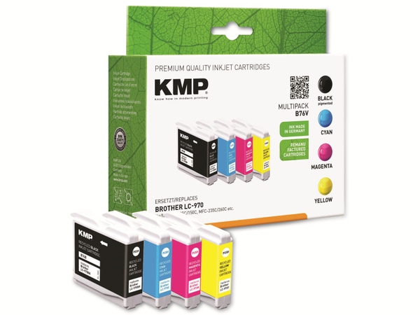 KMP Tintenpatronen-Set kompatibel für Brother LC-970BK/C/M/Y