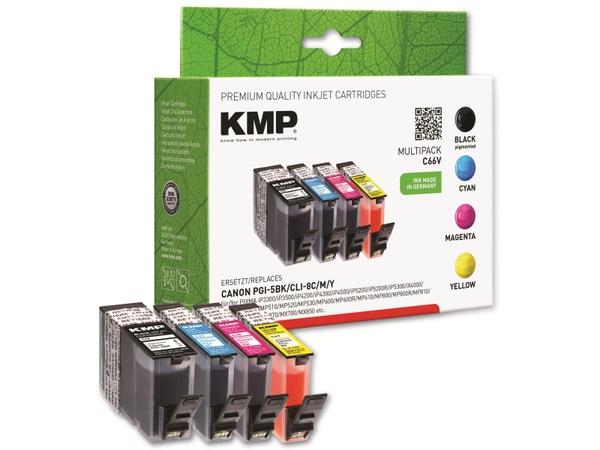 KMP Tintenpatronen-Set kompatibel für Canon PGI-5BK/CLI-8C/M/Y