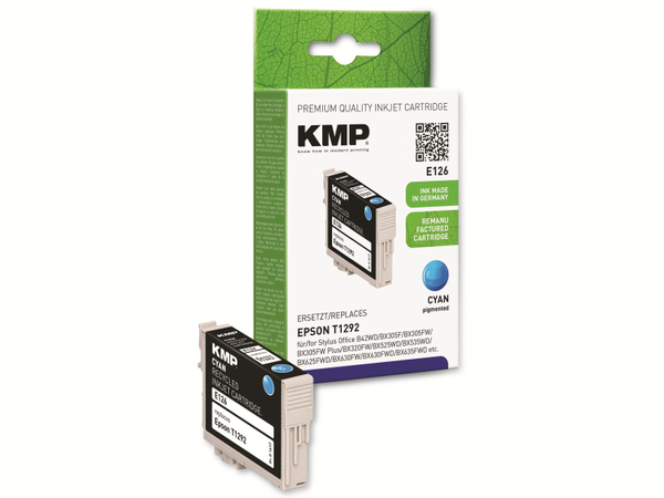 KMP Tintenpatrone kompatibel für Epson T1292, cyan