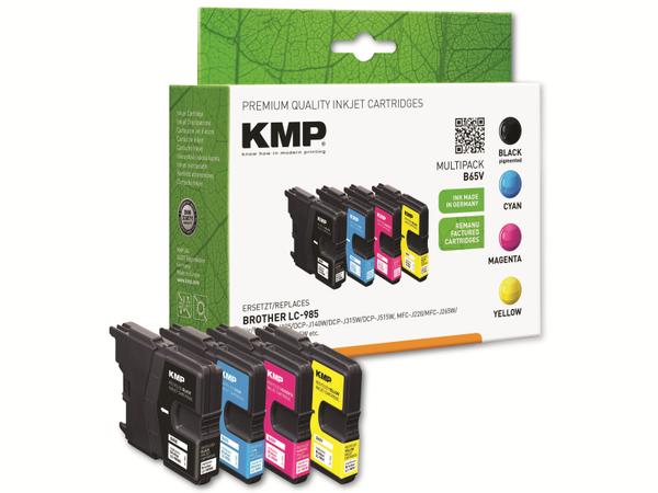 KMP Tintenpatronen-Set kompatibel für Brother LC-985BK/C/M/Y