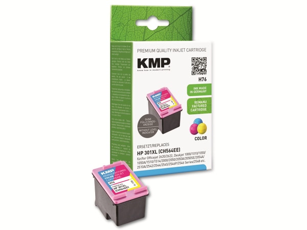 KMP Tintenpatrone kompatibel für HP 301XL (CH564EE), 3-Color