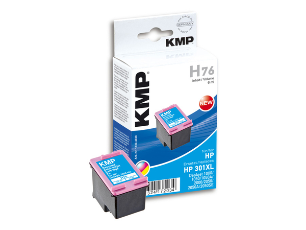 Tintenpatrone KMP, kompatibel für HP 301XL (CH564EE), 3-Color