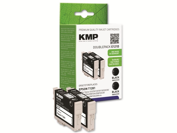 KMP Tintenpatronen-Set kompatibel für Epson 2x T1281, schwarz