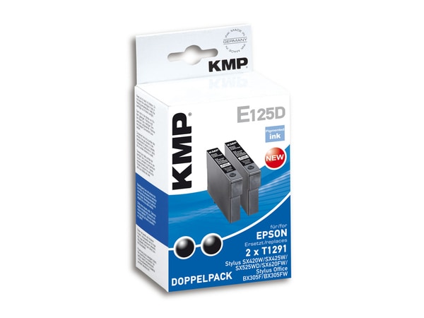 Tintenpatronen-Set KMP, kompatibel für Epson 2x T1291, schwarz