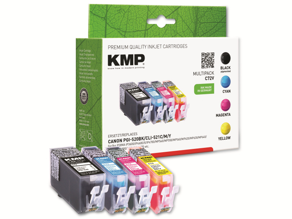KMP Tintenpatronen-Set kompatibel für Canon PGI-520/CLI-521C/M/Y