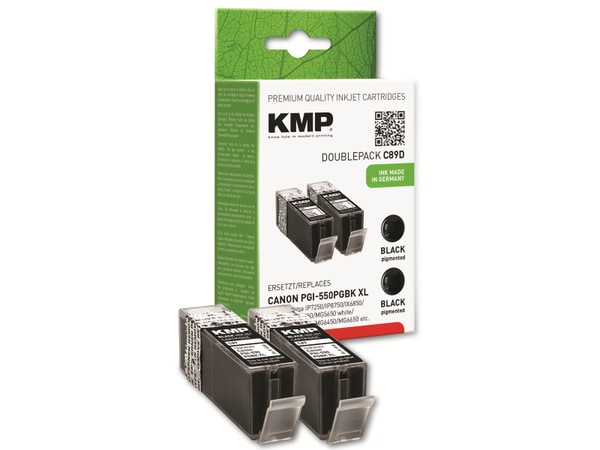 KMP Tintenpatrone kompatibel für Canon 2x PGI-550PGBK XL, 2x schwarz