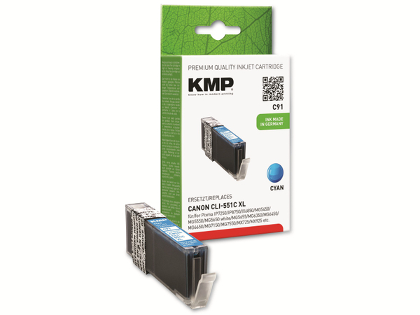 KMP Tintenpatrone kompatibel für Canon CLI-551C XL, cyan