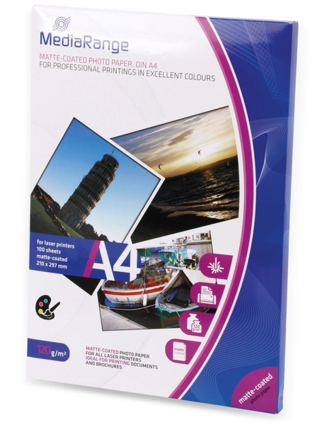 MEDIARANGE Fotopapier DIN A4, 120 g/m², matt, für Laserdrucker - Produktbild 2