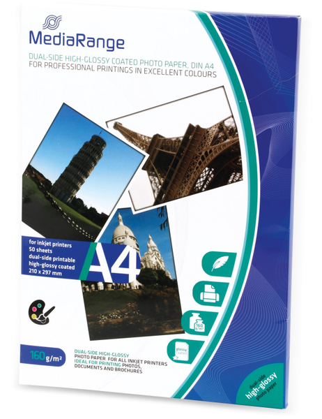 MEDIARANGE Fotopapier DIN A4, 160 g/m², hochglanz, 50 Blatt - Produktbild 2