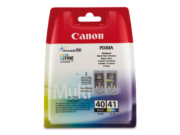 Tinten-Set CANON CL41 + PG40, schwarz + farbig