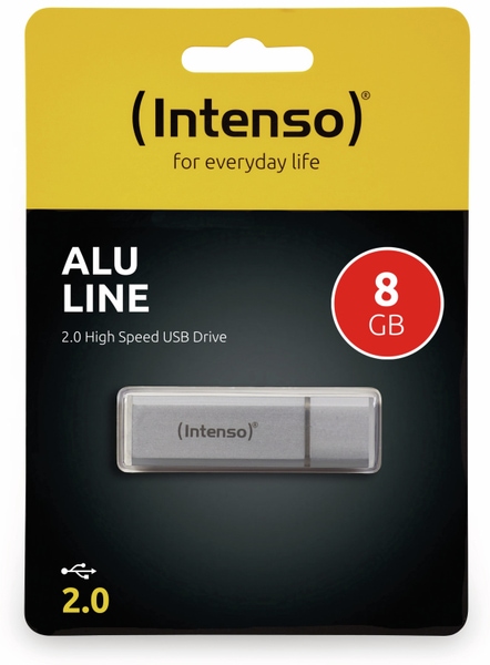 Intenso USB 2.0 Speicherstick Alu Line, silber, 8 GB - Produktbild 2
