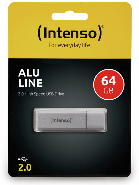 USB 2.0 Speicherstick INTENSO Alu Line, silber, 64 GB - Produktbild 2
