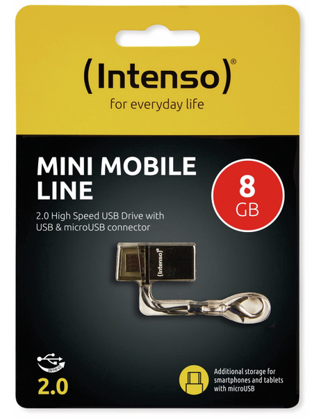 INTENSO USB 2.0 Speicherstick Mini Mobile Line, 8 GB - Produktbild 2