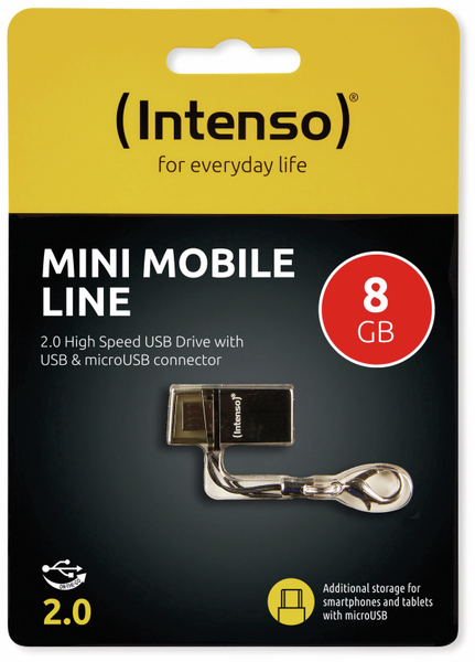 Intenso USB 2.0 Speicherstick Mini Mobile Line, 8 GB - Produktbild 2