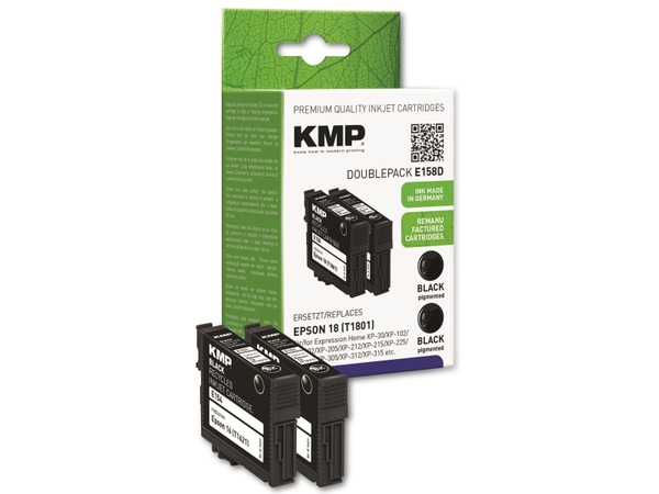 KMP Tintenpatronen-Set kompatibel für Epson 2x 16 (T1621), schwarz