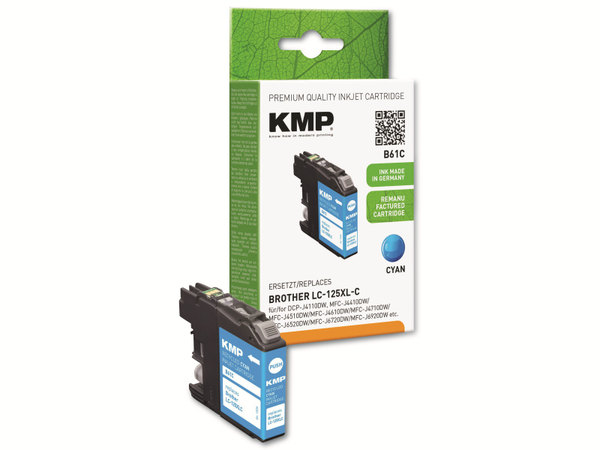 KMP Tintenpatrone kompatibel zu Brother LC-125XLC, cyan