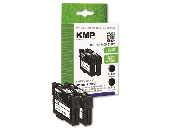 KMP Tintenpatronen-Set kompatibel für Epson 2x 18 (T1801), schwarz