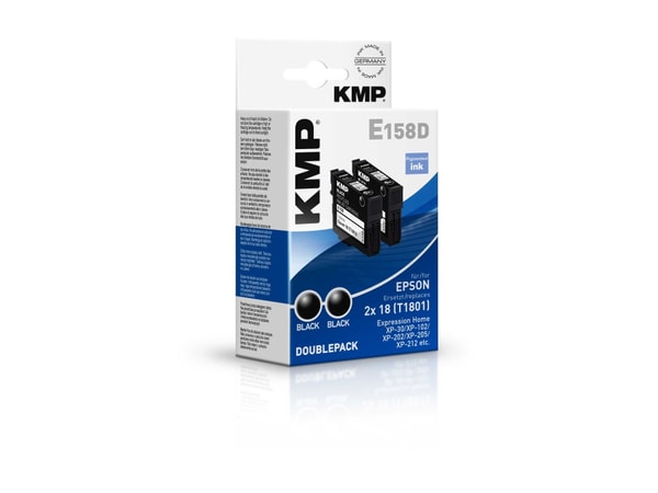 Tintenpatronen-Set KMP, kompatibel für Epson 2x 18 (T1801), schwarz