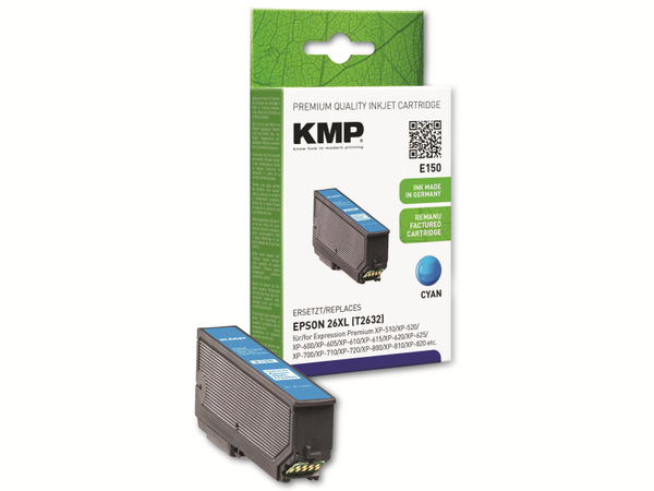 KMP Tintenpatrone kompatibel für Epson 26XL (T2632), cyan