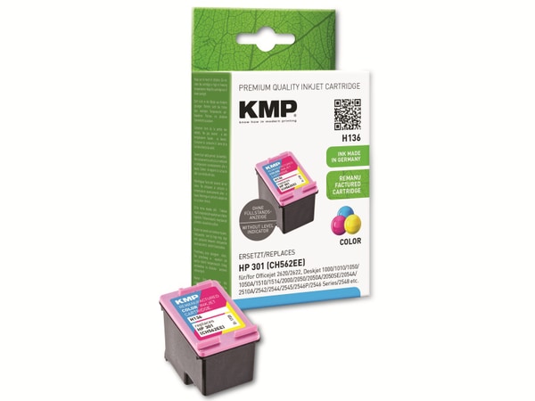 KMP Tintenpatrone kompatibel für HP 301 (CH562EE), 3-Color