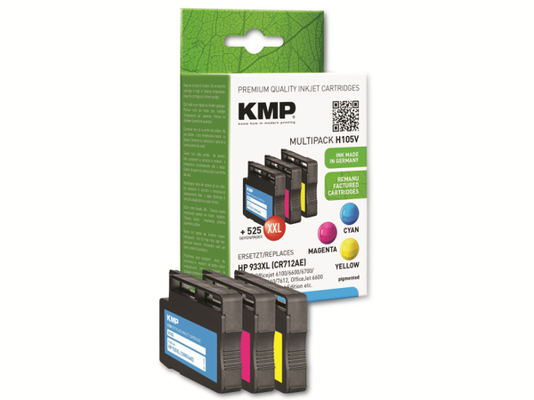 KMP Tintenpatronen-Set kompatibel für HP 933XL (CN054AE/CN055AE/CN056AE)