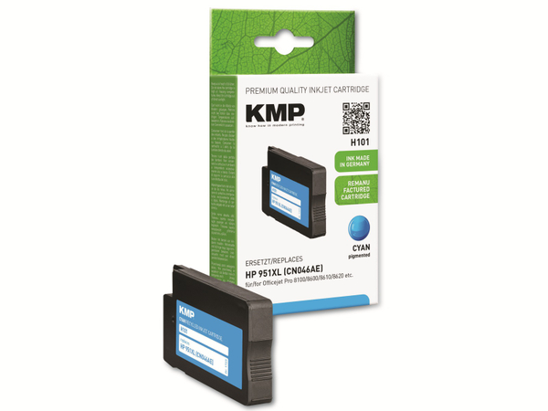 KMP Tintenpatrone kompatibel für HP 951XL (CN046AE), cyan
