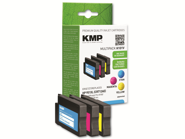 KMP Tintenpatronen-Set kompatibel für HP 951XL (CN046AE/CN047AE/CN048AE)