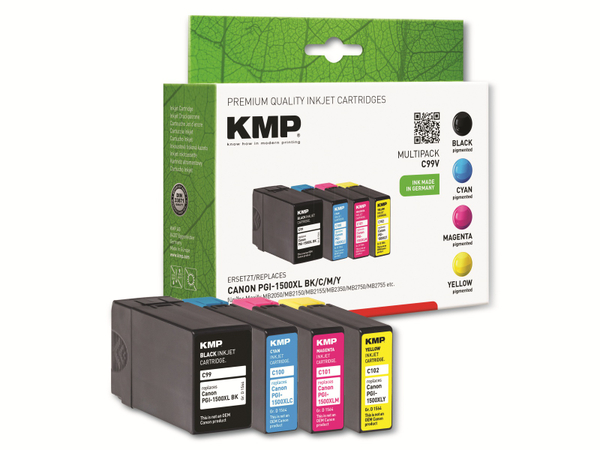 KMP Tintenpatronen-Set kompatibel zu Canon PGI1500XL BK/C/M/Y