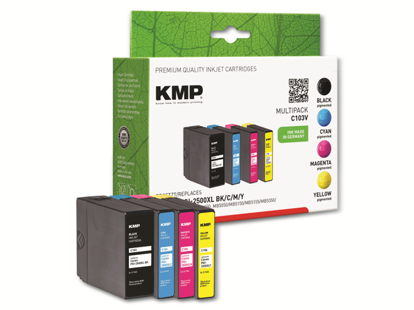 KMP Tintenpatronen-Set kompatibel zu Canon PGI2500XL BK/C/M/Y