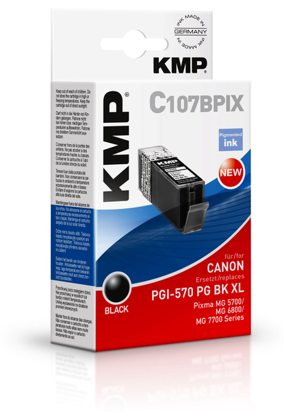 Tintenpatrone KMP C107BPIX, kompatibel für PGI570PGBK XL, schwarz
