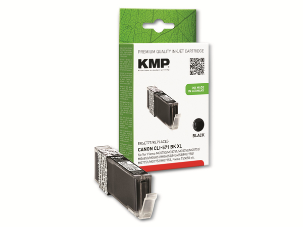 KMP Tintenpatrone C107BKX, kompatibel für CLI571BK XL, schwarz