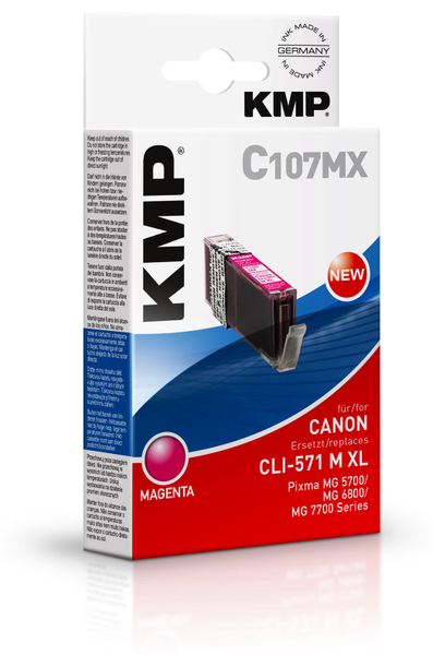 Tintenpatrone KMP C107MX, kompatibel für CLI571M XL, magenta