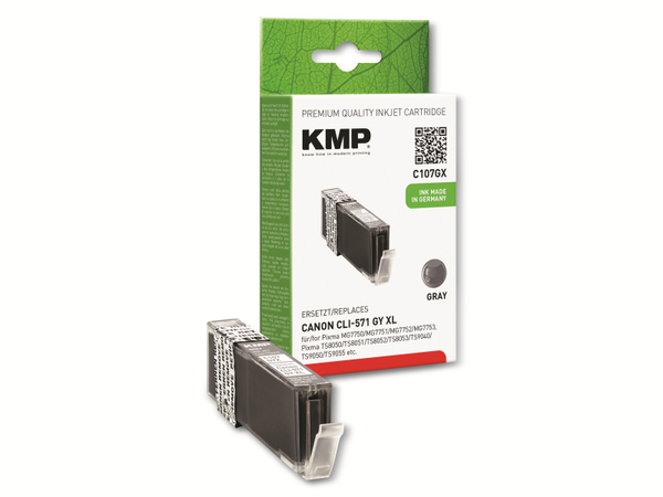 KMP Tintenpatrone C107GX, kompatibel für CLI571GY XL, grau