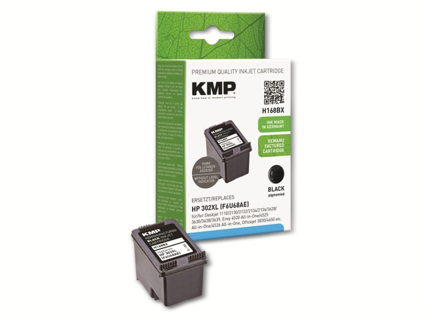 KMP Tintenpatrone kompatibel zu HP 302XL (F6U68AE), schwarz